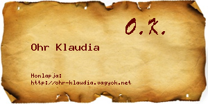 Ohr Klaudia névjegykártya